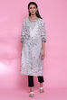 Black Cotton Straight Printed Kurta image number 0