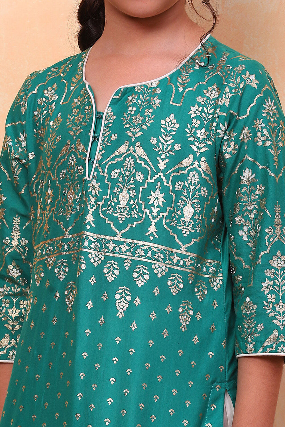 Blue and White Cotton Printed Straight Suit Set image number 1