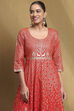 Red Cotton Printed Anarkali Suit Set image number 1