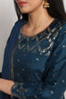 Peacock Blue Viscose Straight Kurta Palazzo Suit Set image number 1