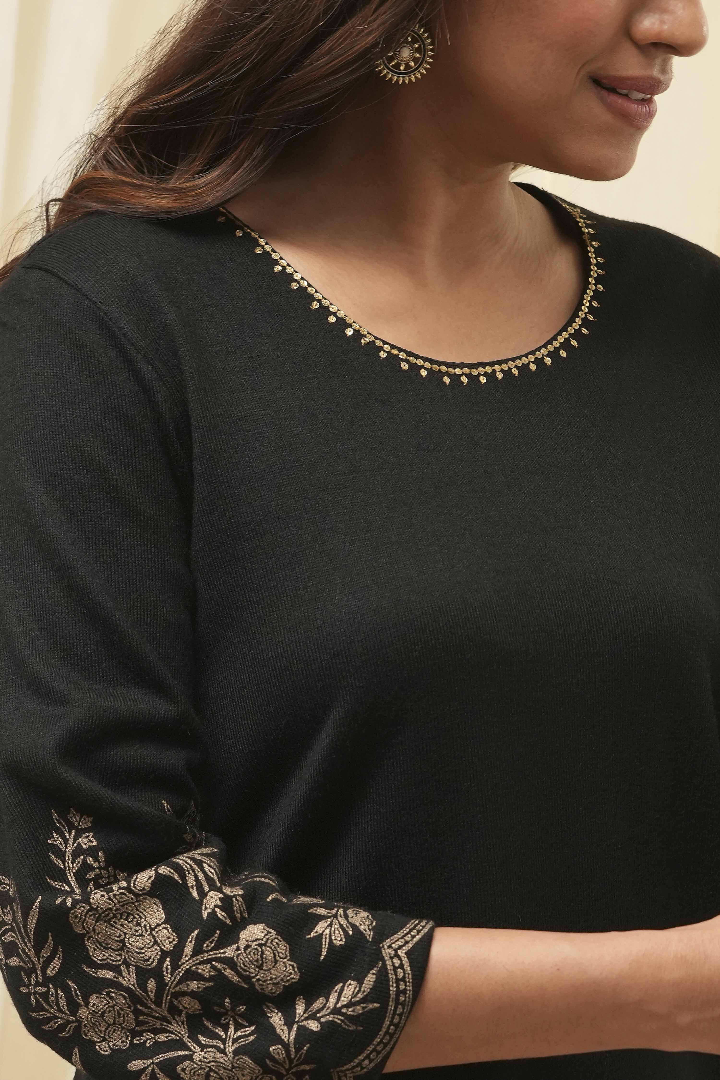 Black Daffodil Straight Printed Kurti image number 1