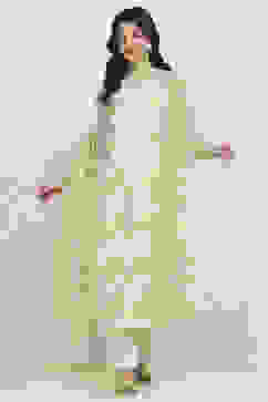 Gold Cotton Digital Print Unstitched Suit Set image number 1