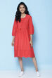 Black Cotton Flax Solid Kurta Dress image number 2