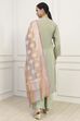 Pista Green Silk Blend Machine Embroidered Unstitched Suit Set image number 5