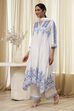 White and Red Cotton Asymmetric Suit Set image number 3
