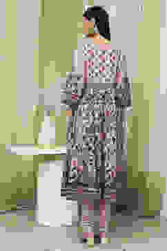 Beige Cotton Printed Anarkali Suit Set image number 4