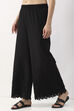 Black Cotton Flared Palazzo image number 2
