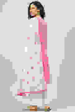 Pink Printed Cotton Straight Kurta Palazzo Suit Set image number 4