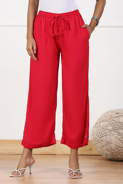 Fuschia Rayon Solid Palazzo image number 4