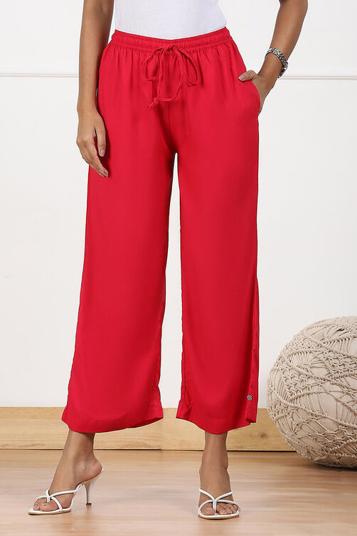 Navy Rayon Palazzo Pants image number 4