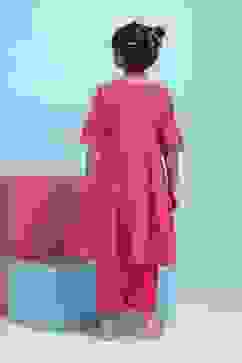 Pink Cotton Printed Anarkali Suit Set image number 4