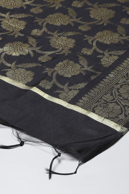 Black  Yarndyed Dupatta image number 1