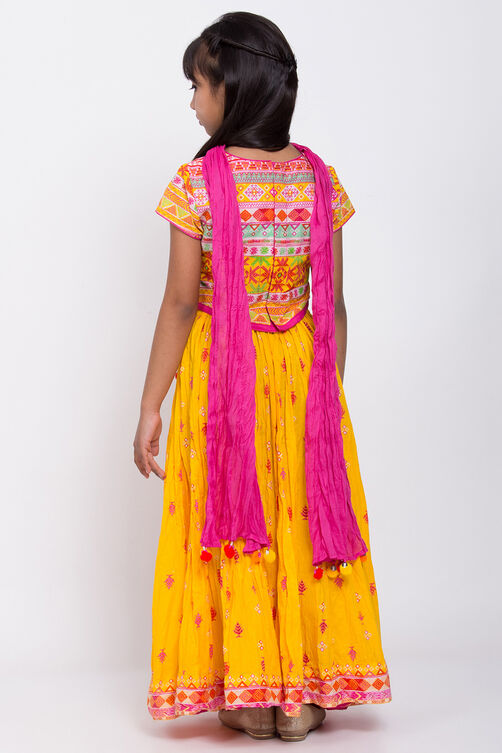Yellow Cotton Lehenga Set image number 5