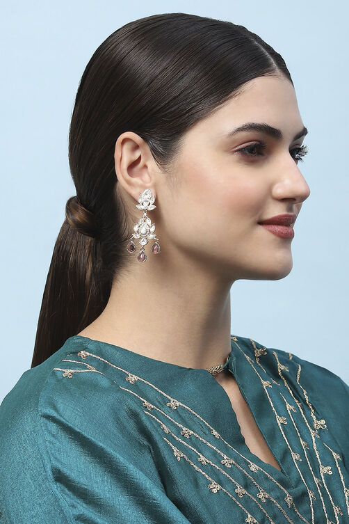 Purple Kundan Festive Drop & Danglers image number 1