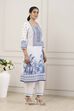 Blue Cotton Ethnic Motifs Printed Straight Kurta image number 4
