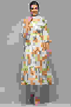 Off White Cotton Anarkali Suit Set image number 7