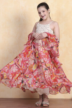 Off White Polyester Lehenga Set image number 0