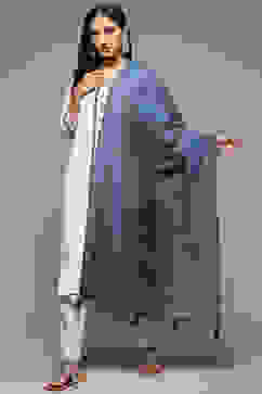 Blue Cotton Blend Yarndyed Dupatta image number 0