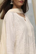 Off-White Modal Chikankari Straight Suit Set image number 1