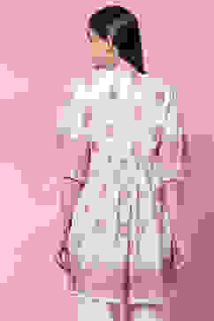 Ecru Poly Cotton Flared Short Yarndyed Kurti image number 4