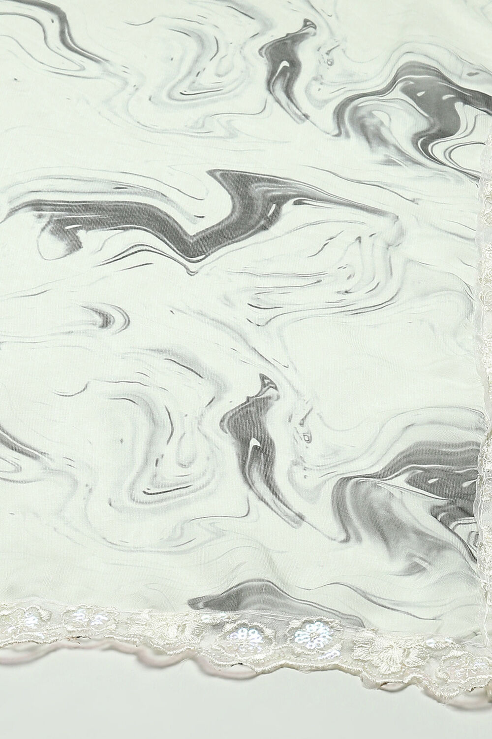 Grey Organza Unstitched Suit Set image number 4