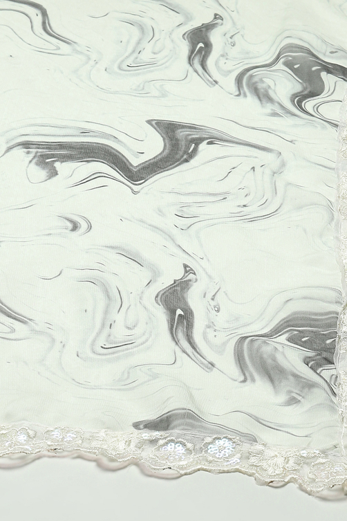 Grey Organza Unstitched Suit Set image number 4