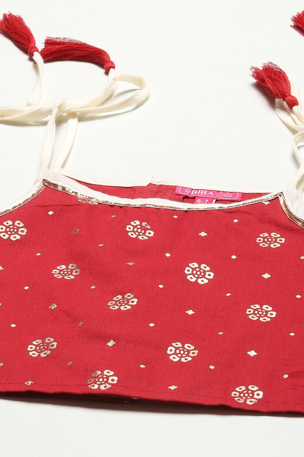 Cherry Red Cotton Lehenga Set image number 1