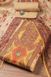 Cream Chanderi Printed Embroidered Unstitched Suit Set image number 0