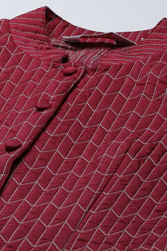 Wine Straight Art Silk Printed Jacket image number 1