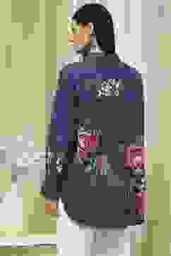 Blue Cotton Floral Printed Shirt image number 3