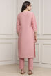 Light Pink Viscose Rayon Straight Suit Set image number 4