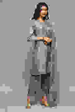 Sage Green Cotton Blend Straight Kurta Pants Suit Set image number 6