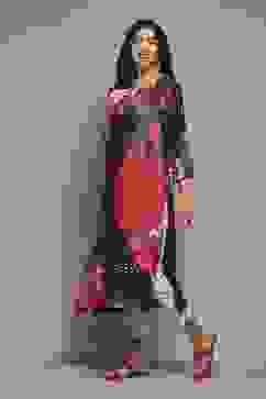 Black LIVA Straight Printed Kurta image number 2