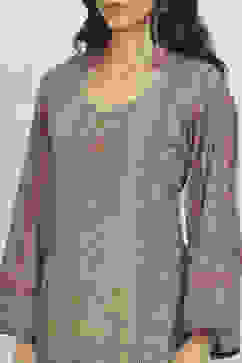 Green Crepe Printed Unstitched Suit Set image number 2