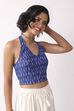 Royal Blue Cotton Printed Straight Top