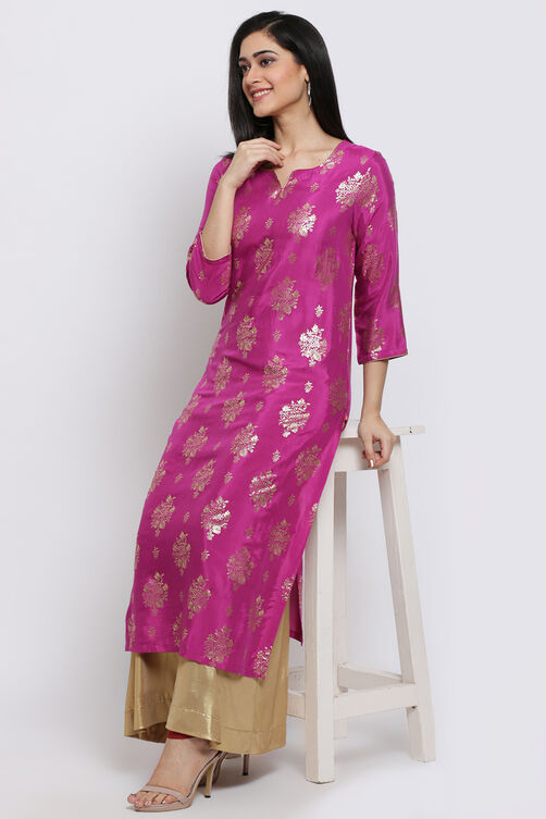 Yellow Viscose Straight Kurta image number 2