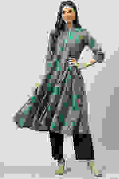 Black Rayon Flared Printed Dress image number 0