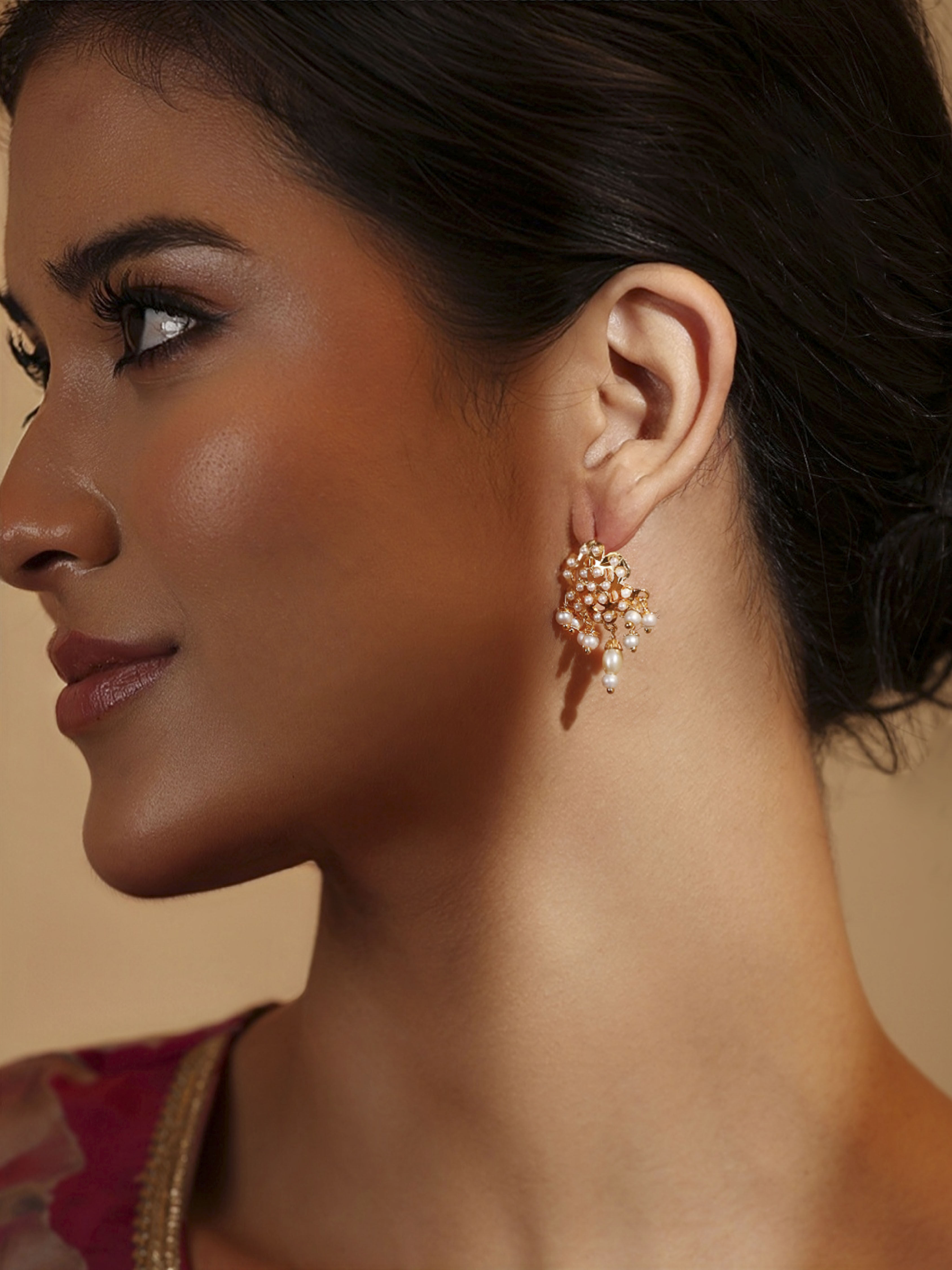 White Gold Plated Brass Drop & Dangler Earrings image number 1