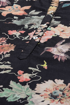 Rohit Bal Black Silk Straight Printed Suit Set image number 1