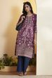 Purple Cotton Floral Printed Straight Kurta image number 0