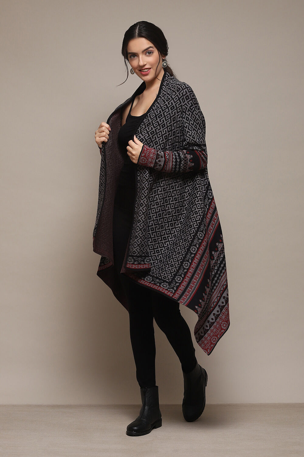 Black Cotton Straight Yarndyed Sweater image number 0