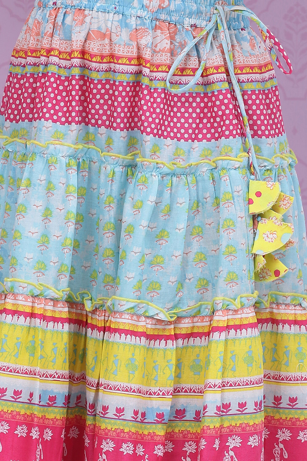 Yellow Cotton Lehenga Set image number 3