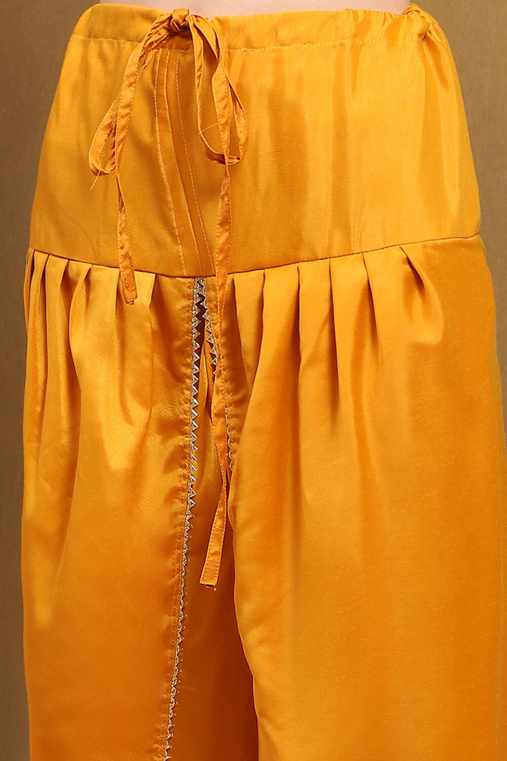 Mustard Yellow Silk Blend Woven Unstitched Suit Set image number 8