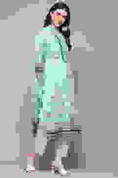 Blue Cotton Blend Floral Digital Print Unstitched Suit Set image number 7