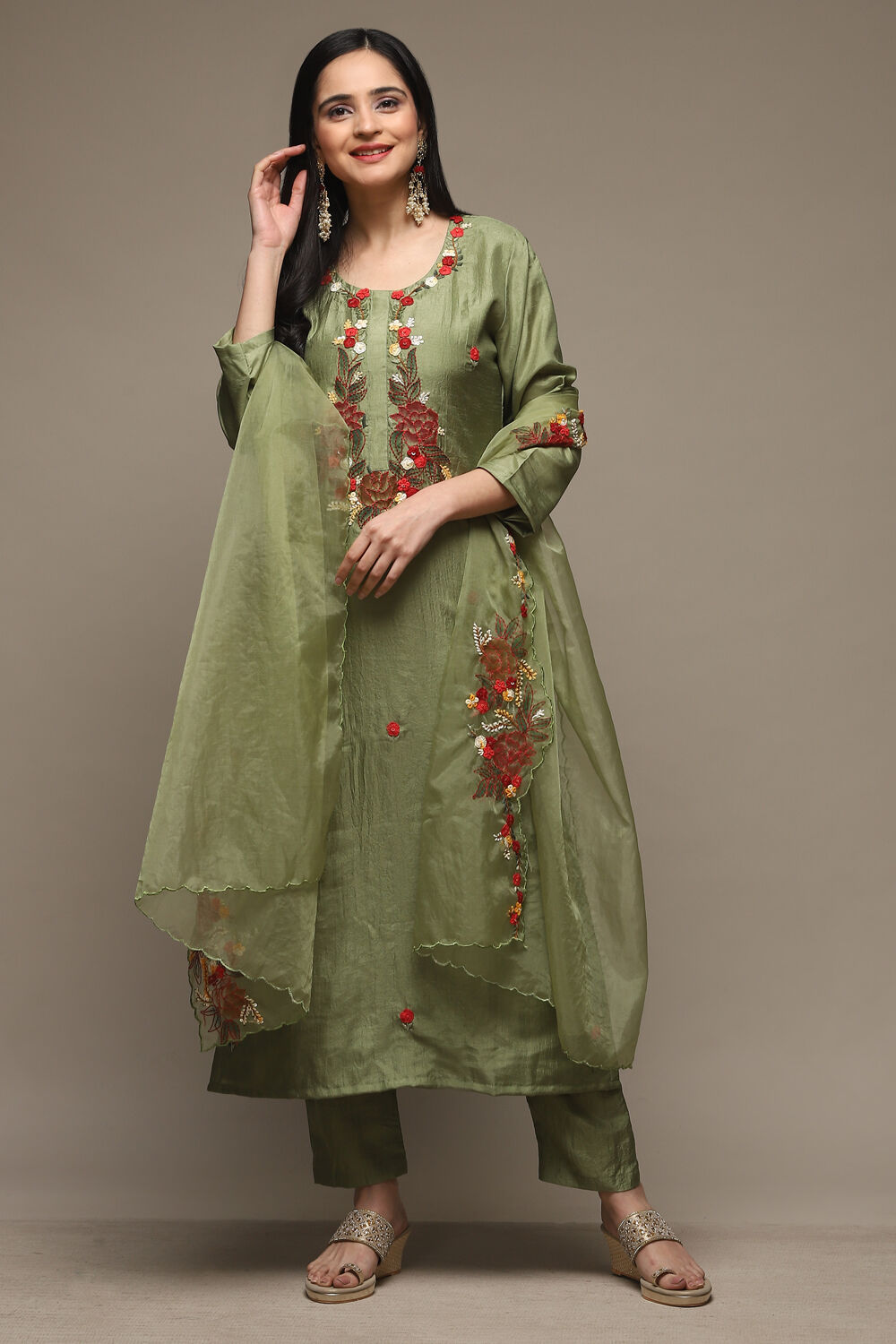 Yellow Cotton Blend Digital Print Unstitched Suit Set image number 7