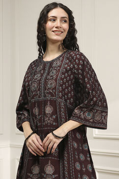 Brown Printed Straight Suit Set image number 1