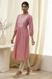 Aqua Solid Gathered Straight Kurta image number 2