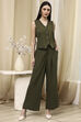 Olive Green Solid Straight Co-ord Set image number 6