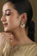 White Gold Plated Brass Studded Drop Earrings image number 3