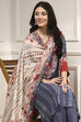 Blue Viscose Rayon Straight Printed Suit Set image number 7